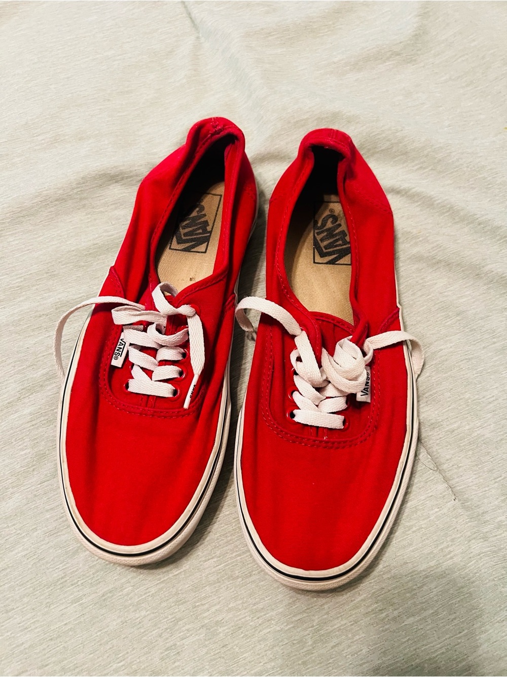Vans Red Low-Top Canvas Sneakers with White Accents